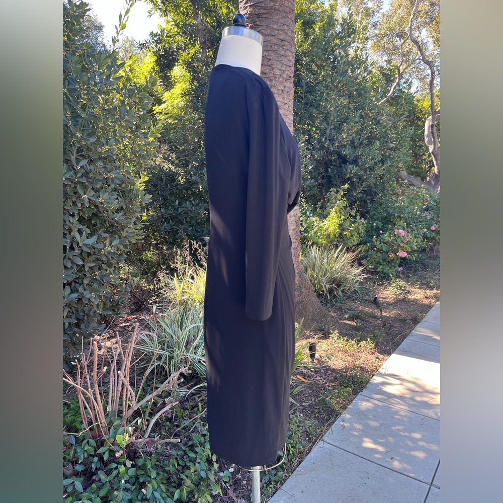 LRL Lauren Ralph Lauren faux wrap draped jersey midi dress - size 12 - Picture 3 of 4